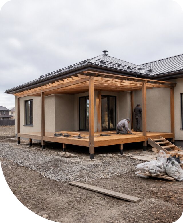 Строительство угловой террасы для дома в Ставрополе под ключ